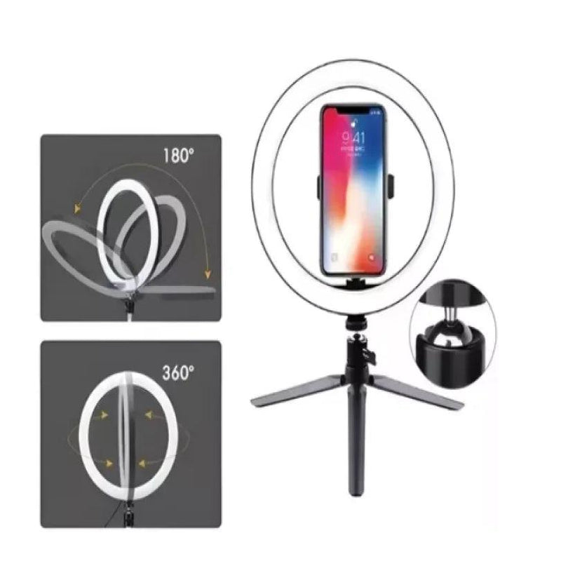 Luz Ring Light com Tripé de Mesa e Suporte para Celular - GlowCircle 8