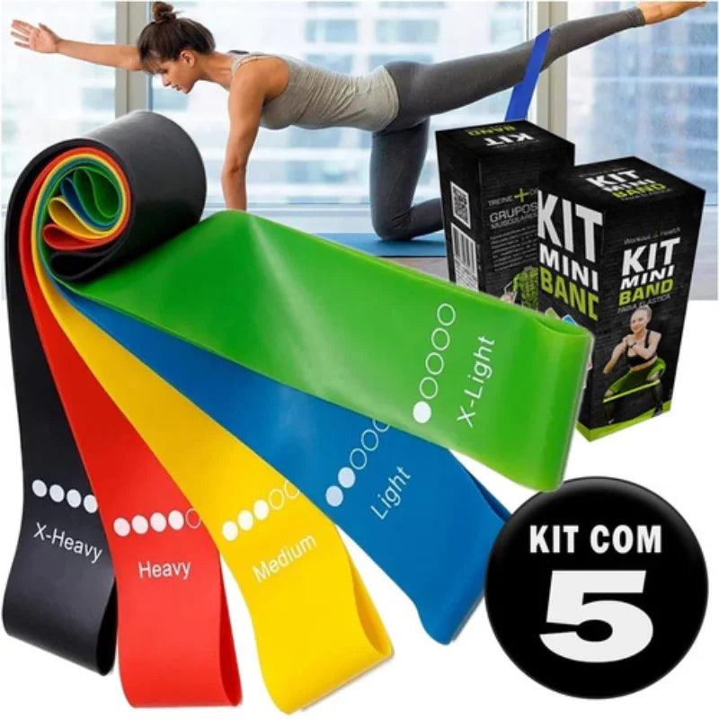 Kit com 5 Mini Faixas Elásticas para Treino e Mobilidade - FlexBands 5X