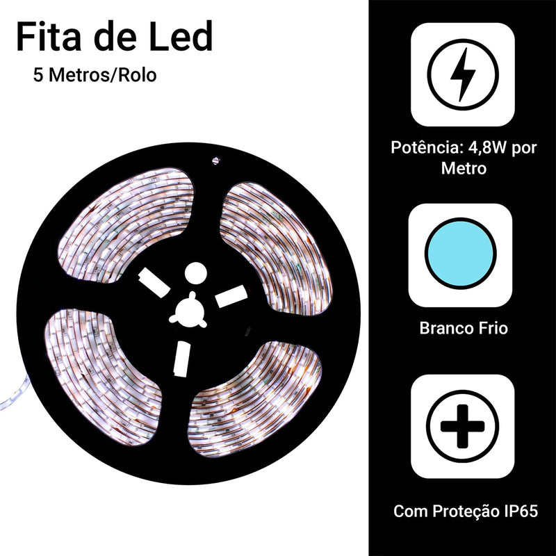 Fita LED 5 Metros com Silicone - LuminaPro 6000K