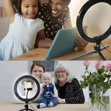 Luz Ring Light com Tripé de Mesa e Suporte para Celular - GlowCircle 8