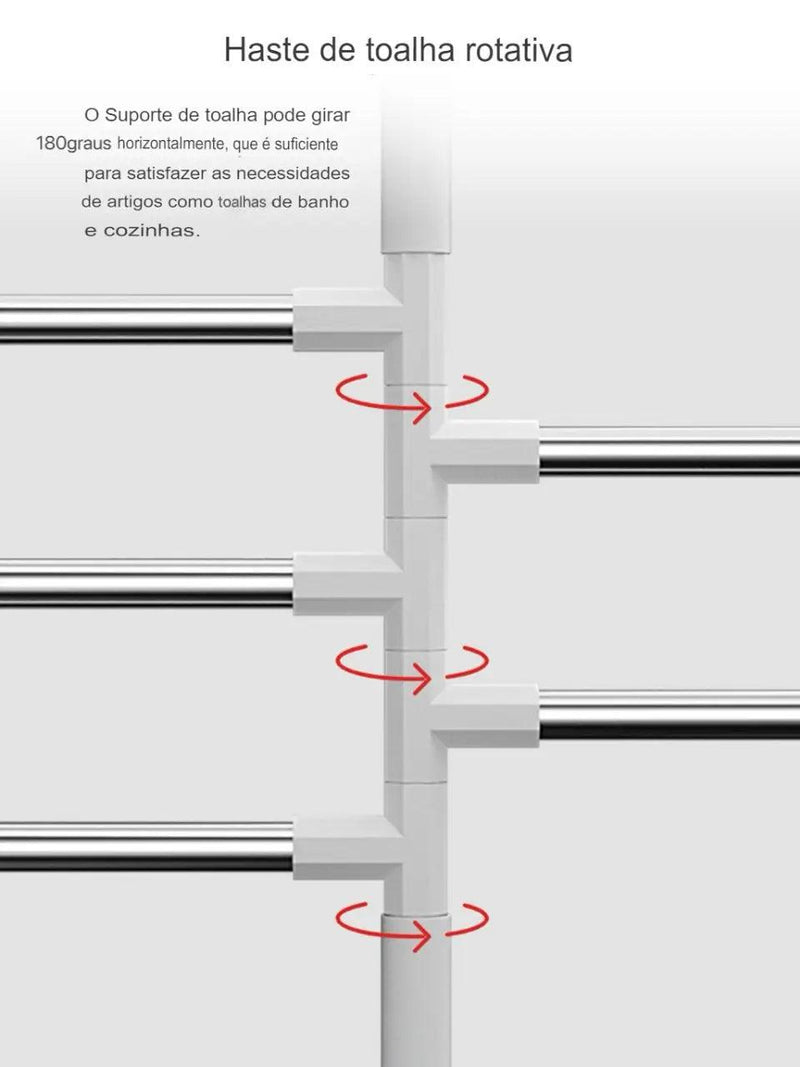 Suporte Giratório de Toalhas em Alumínio com 5 Barras