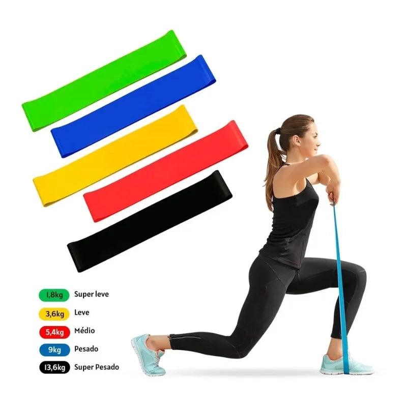 Kit com 5 Mini Faixas Elásticas para Treino e Mobilidade - FlexBands 5X