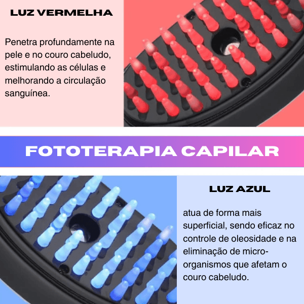 Escova Massageadora Anti-Queda com LED e Vaporização - HairGlow Pro