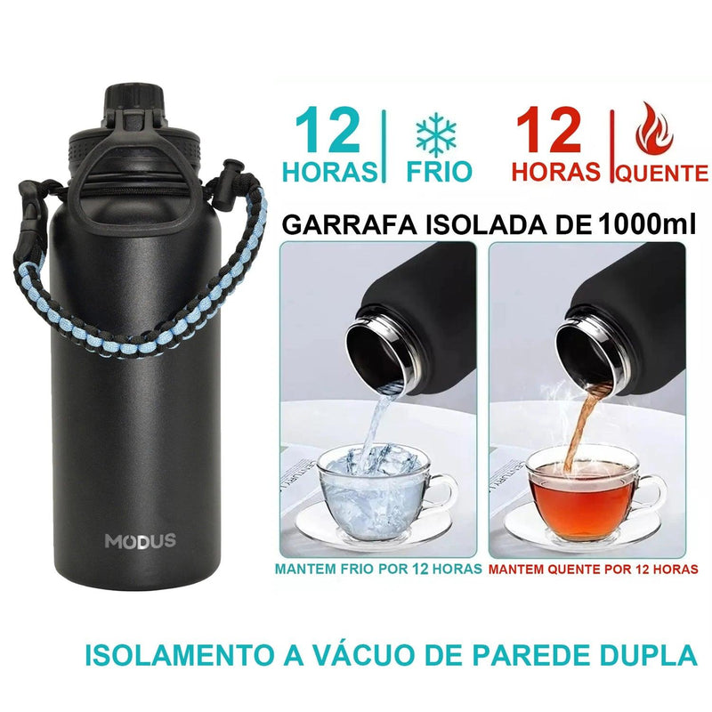 Garrafa Térmica de Aço Inox com Vácuo 1L - ThermoSport Pro