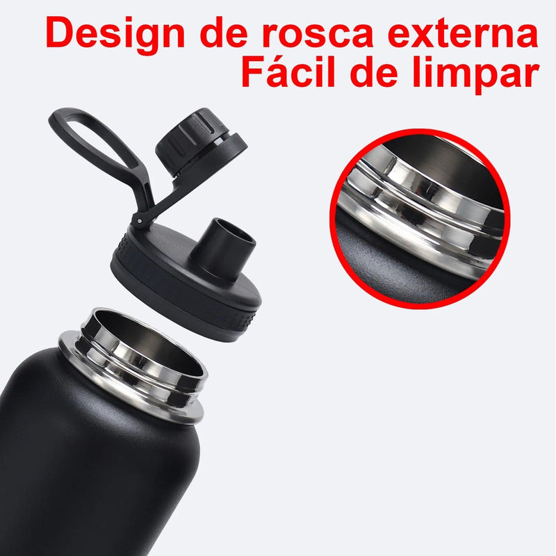 Garrafa Térmica de Aço Inox com Vácuo 1L - ThermoSport Pro