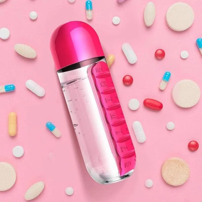 Garrafa Organizadora de Comprimidos com de 600ml - HydraPill Smart