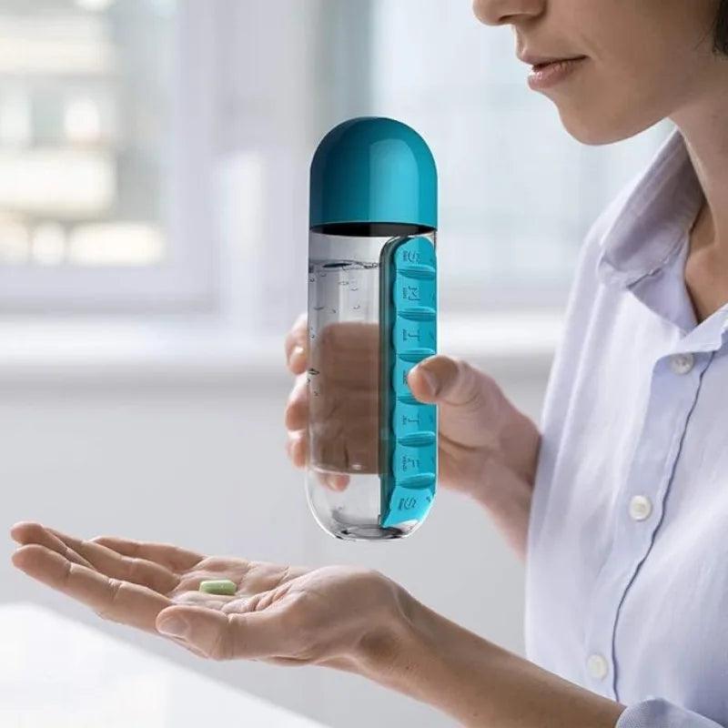 Garrafa Organizadora de Comprimidos com de 600ml - HydraPill Smart