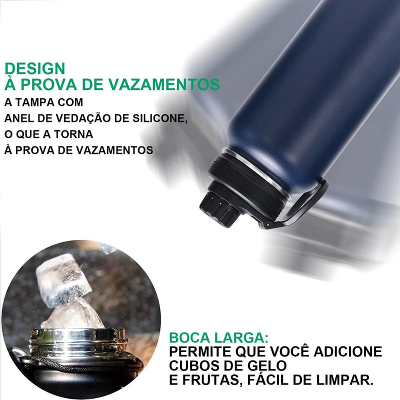 Garrafa Térmica de Aço Inox com Vácuo 1L - ThermoSport Pro