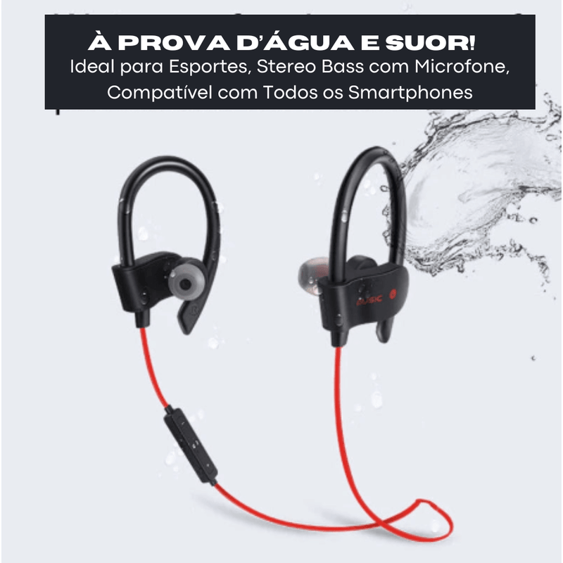 Fone de Ouvido Bluetooth Sem Fio à Prova d'Água para Esportes - AquaBeats Pro