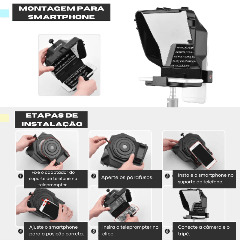 Teleprompter Portátil para Smartphones e Tablets - ProPrompt Andoer